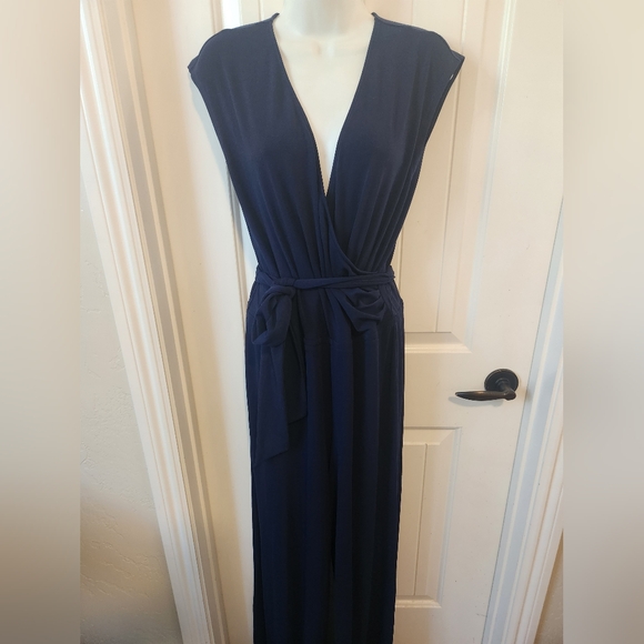 Lauren Ralph Lauren Wrapfront Belted Jumpsuit Navy Blue | Size L. | NWT - Picture 3 of 9